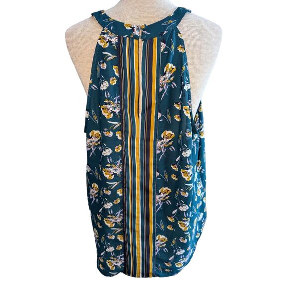 Evereve Allison Joy Jasmine High Neck Sleeveless Floral Mix Pattern Blouse Sz L - Picture 3 of 5